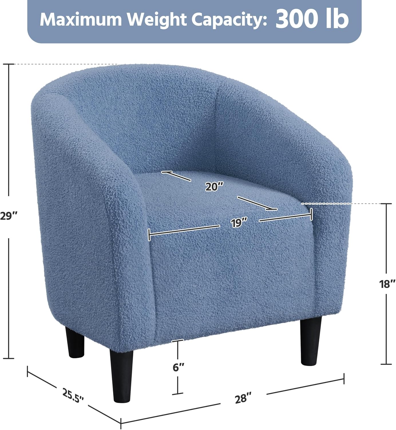 Yaheetech Accent Barrel Chair Boucle Fabric Club Chair