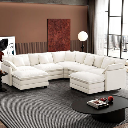 146" U-Shaped Modern Sofa Modular Sectional Cloud Couch