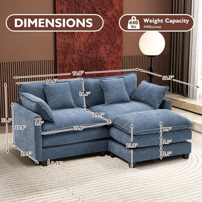 146" U-Shaped Modern Sofa Modular Sectional Cloud Couch