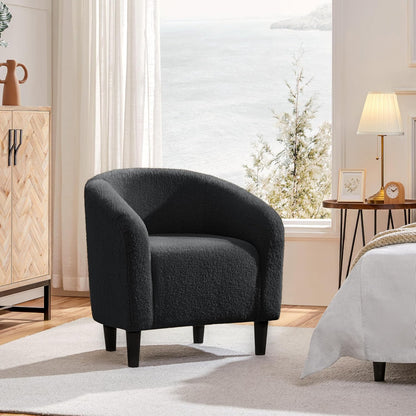 Yaheetech Accent Barrel Chair Boucle Fabric Club Chair