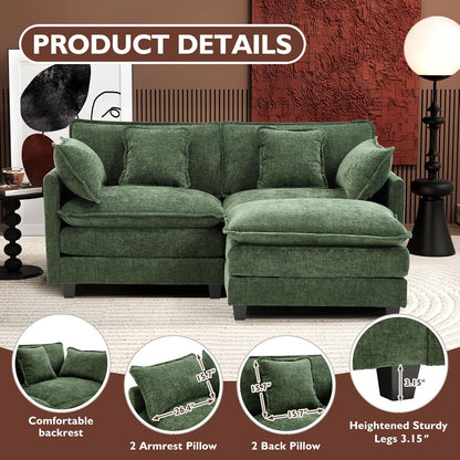 146" U-Shaped Modern Sofa Modular Sectional Cloud Couch