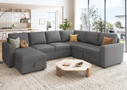 Modular L-Shaped Sleeper Sofa with Pull-Out Bed and Storage