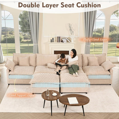 108" U Shaped Couch Modular Sectional Sofa