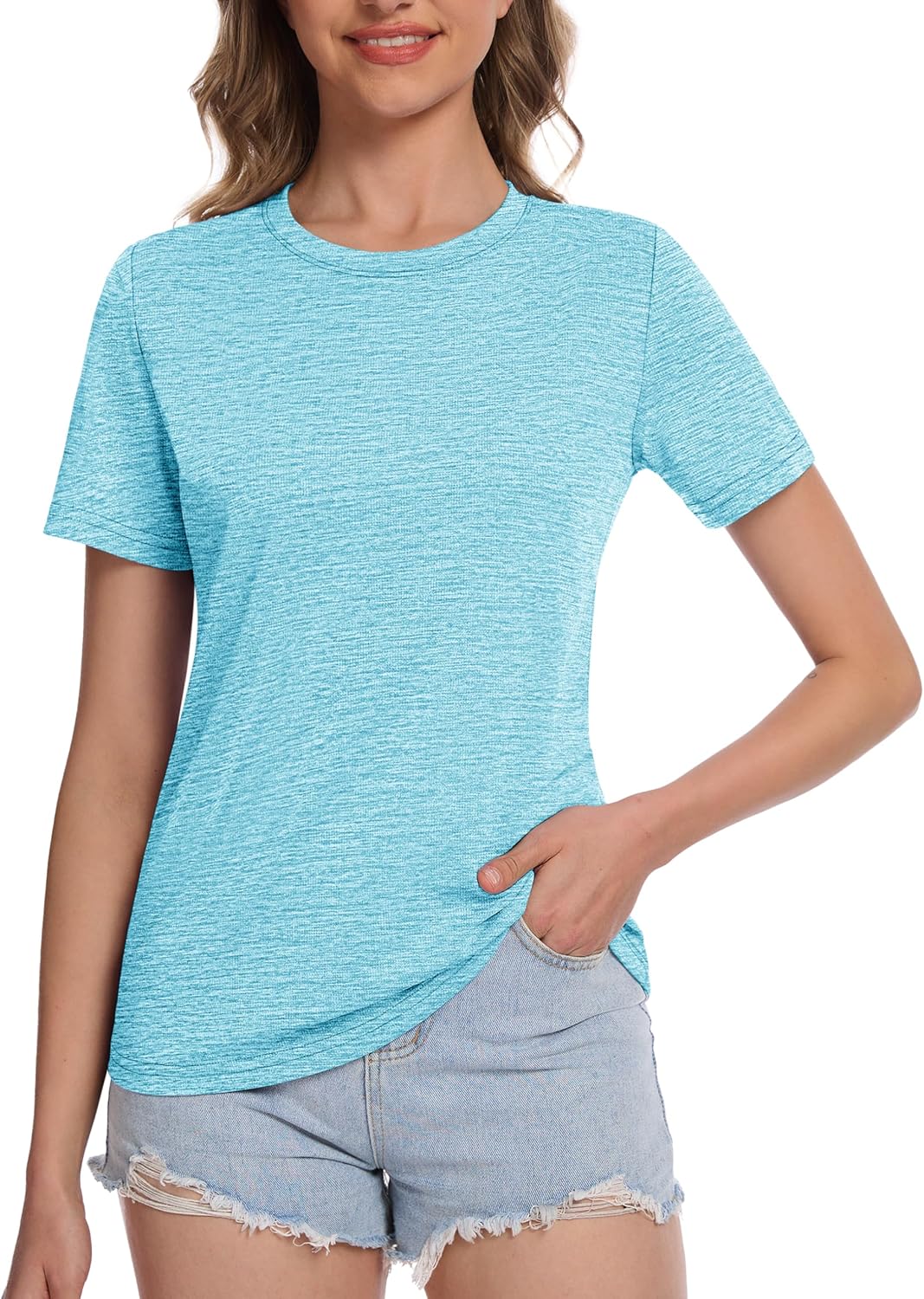 Women's Short Sleeve T Shirts UPF 50+ Sun Protection Athletic Running Workout Tee Tops