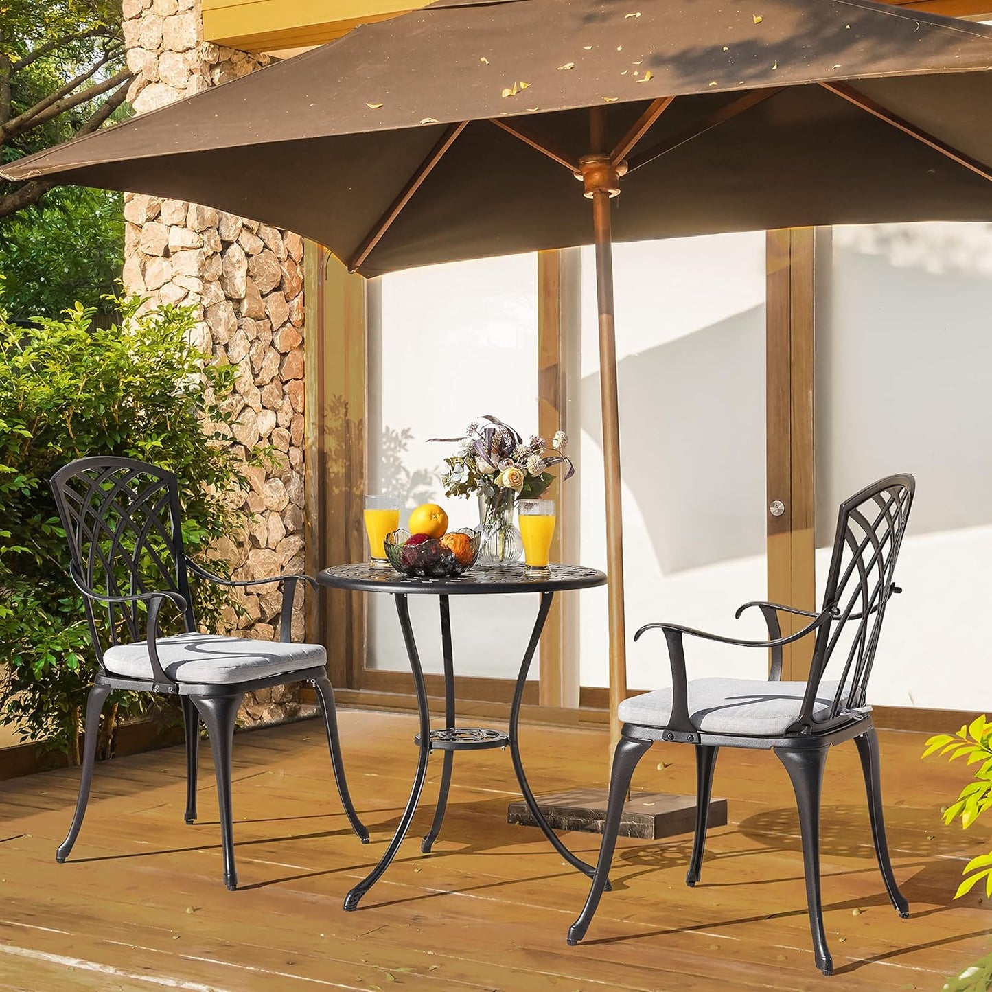 NUU GARDEN Bistro Set 3 Piece Outdoor Cast Aluminum Patio Bistro Set