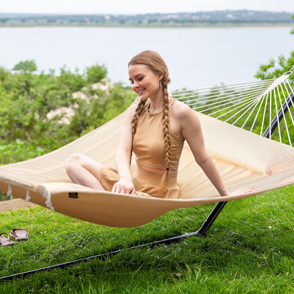 2 Person Hammock with Stand Heavy Duty Portable Dark Grey