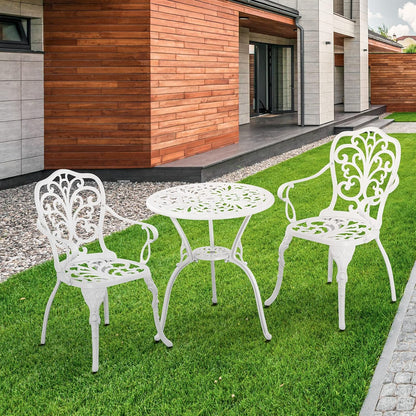 Patio Bistro Set 3 Piece Outdoor Cast Aluminum Outdoor Bistro Table