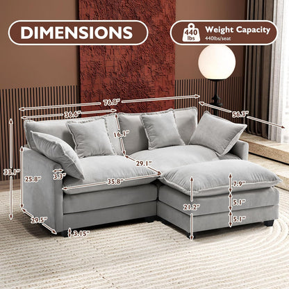 146" U-Shaped Modern Sofa Modular Sectional Cloud Couch