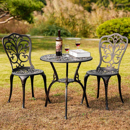 Patio Bistro Set 3 Piece Outdoor Cast Aluminum Outdoor Bistro Table