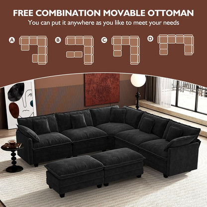 146" U-Shaped Modern Sofa Modular Sectional Cloud Couch