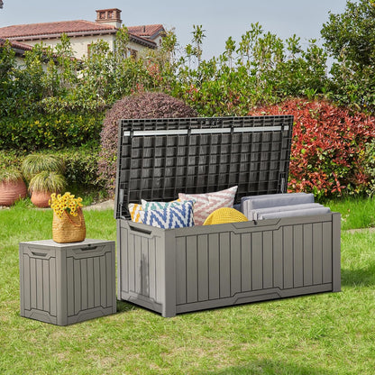 YITAHOME 120 Gallon Large Deck Box Upgraded Resin Outdoor Storage Boxes
