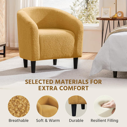 Yaheetech Accent Barrel Chair Boucle Fabric Club Chair