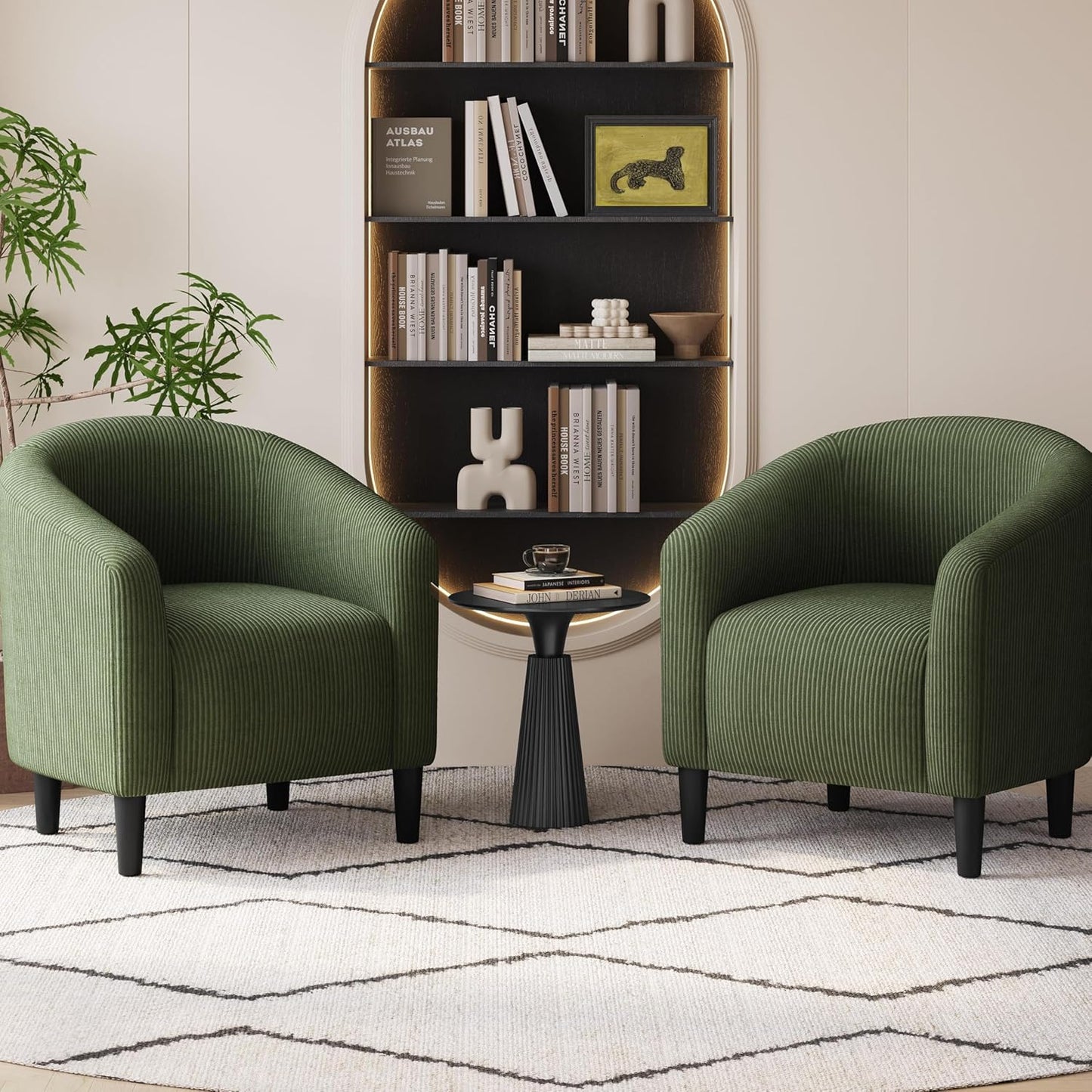 Yaheetech Accent Barrel Chair Boucle Fabric Club Chair