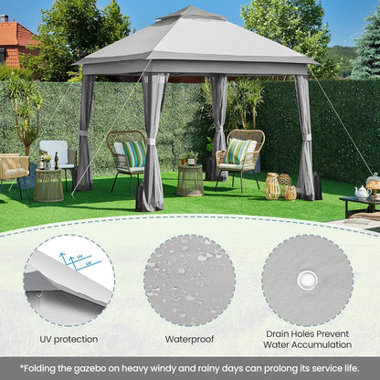 11x11 Pop Up Gazebo Canopy Tent with Mesh Netting and Sandbags