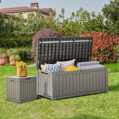 YITAHOME 120 Gallon Large Deck Box Upgraded Resin Outdoor Storage Boxes