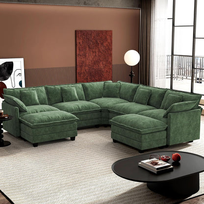 146" U-Shaped Modern Sofa Modular Sectional Cloud Couch