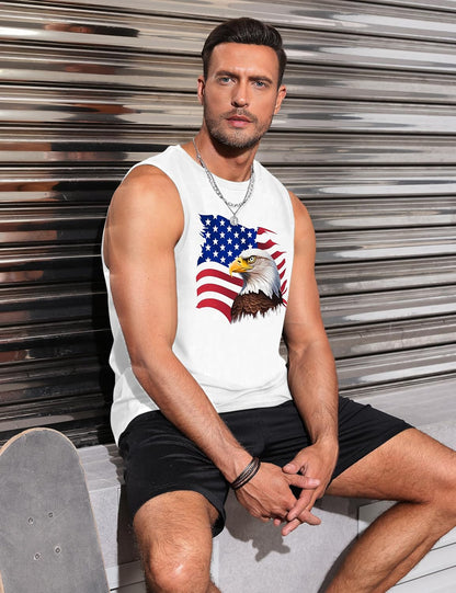 Mens Tank Tops Beach Summer Sleeveless Shirts Graphic Palm Tree Vacation