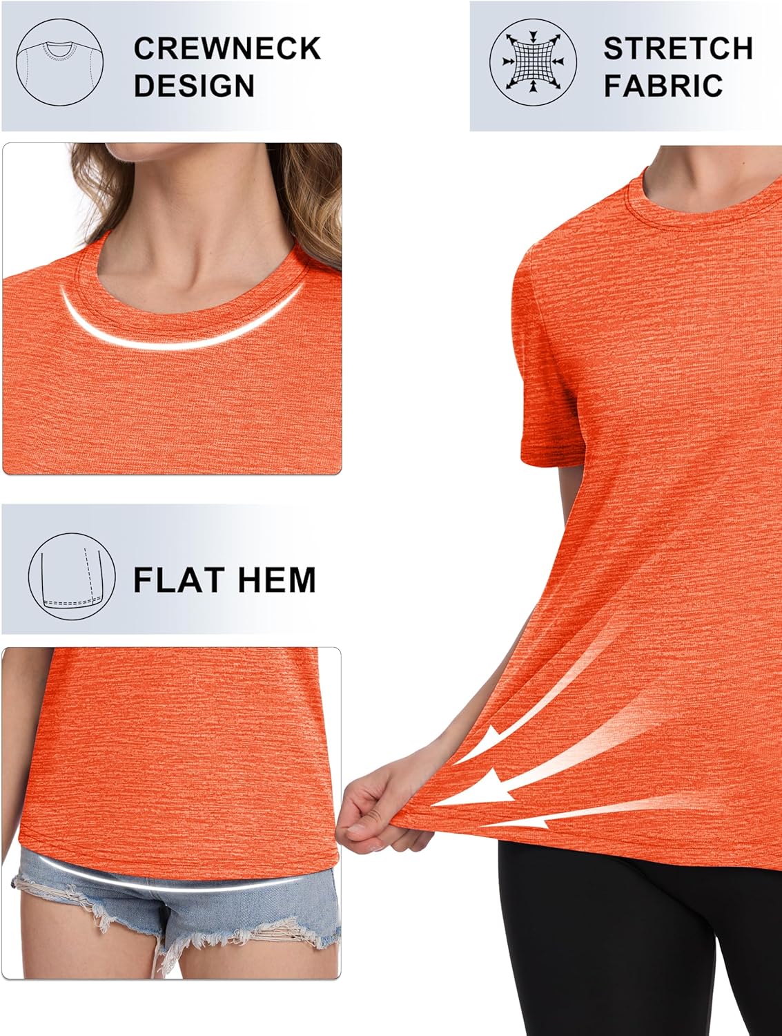 Women's Short Sleeve T Shirts UPF 50+ Sun Protection Athletic Running Workout Tee Tops