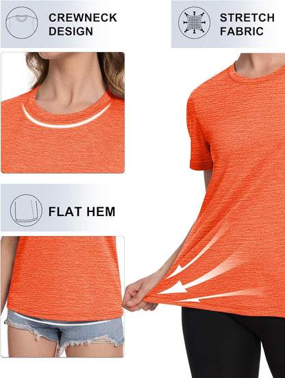 Women's Short Sleeve T Shirts UPF 50+ Sun Protection Athletic Running Workout Tee Tops