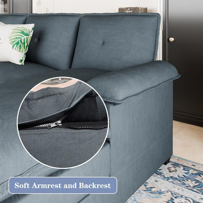 110 Inch U Shaped Sectional Sofa with Double Chaise Black