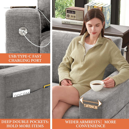146" U-Shaped Modern Sofa Modular Sectional Cloud Couch