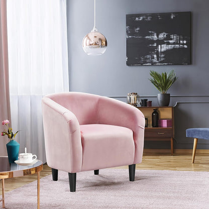 Yaheetech Accent Barrel Chair Boucle Fabric Club Chair