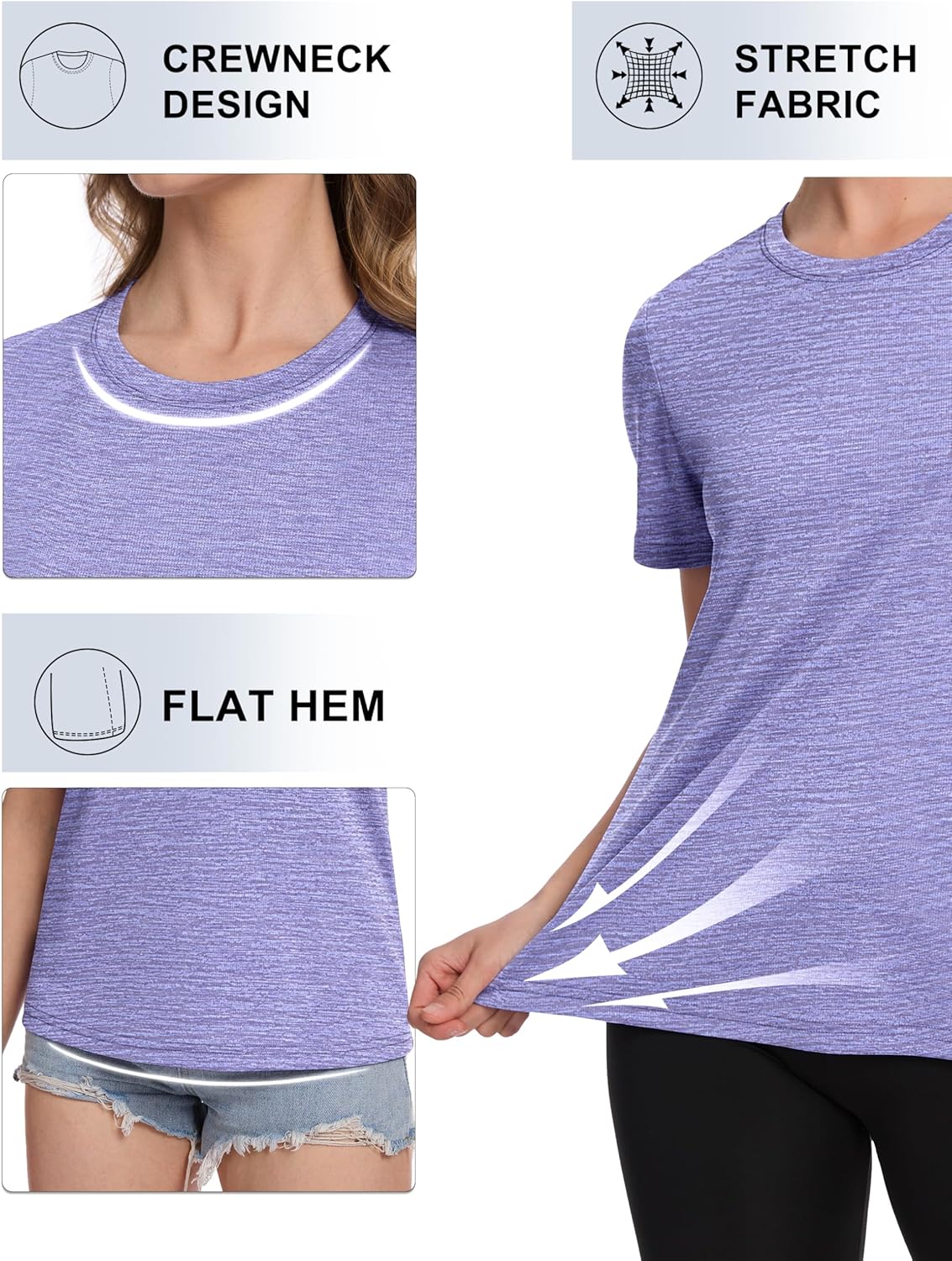 Women's Short Sleeve T Shirts UPF 50+ Sun Protection Athletic Running Workout Tee Tops
