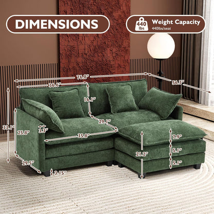 146" U-Shaped Modern Sofa Modular Sectional Cloud Couch