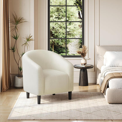 Yaheetech Accent Barrel Chair Boucle Fabric Club Chair