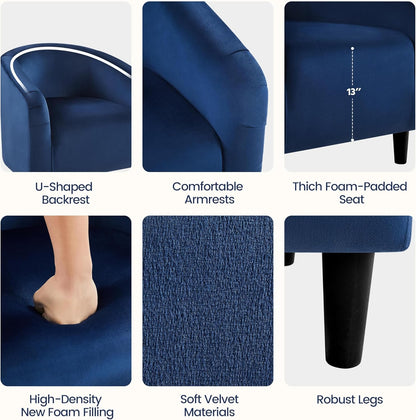 Yaheetech Accent Barrel Chair Boucle Fabric Club Chair