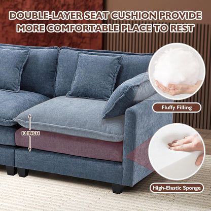 146" U-Shaped Modern Sofa Modular Sectional Cloud Couch