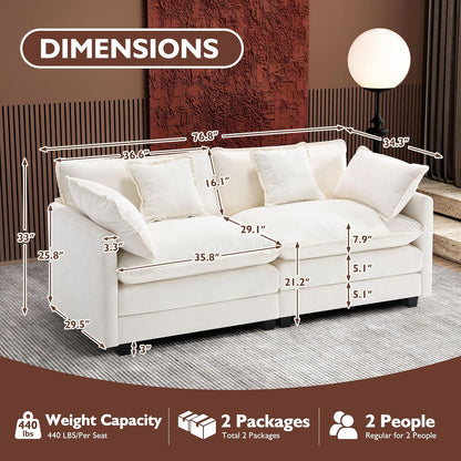 146" U-Shaped Modern Sofa Modular Sectional Cloud Couch