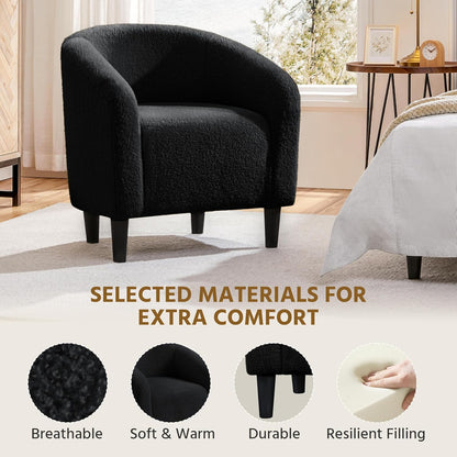 Yaheetech Accent Barrel Chair Boucle Fabric Club Chair