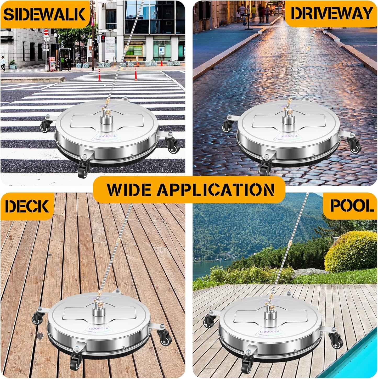 14" Pressure Washer Surface Cleaner with 4 Wheels