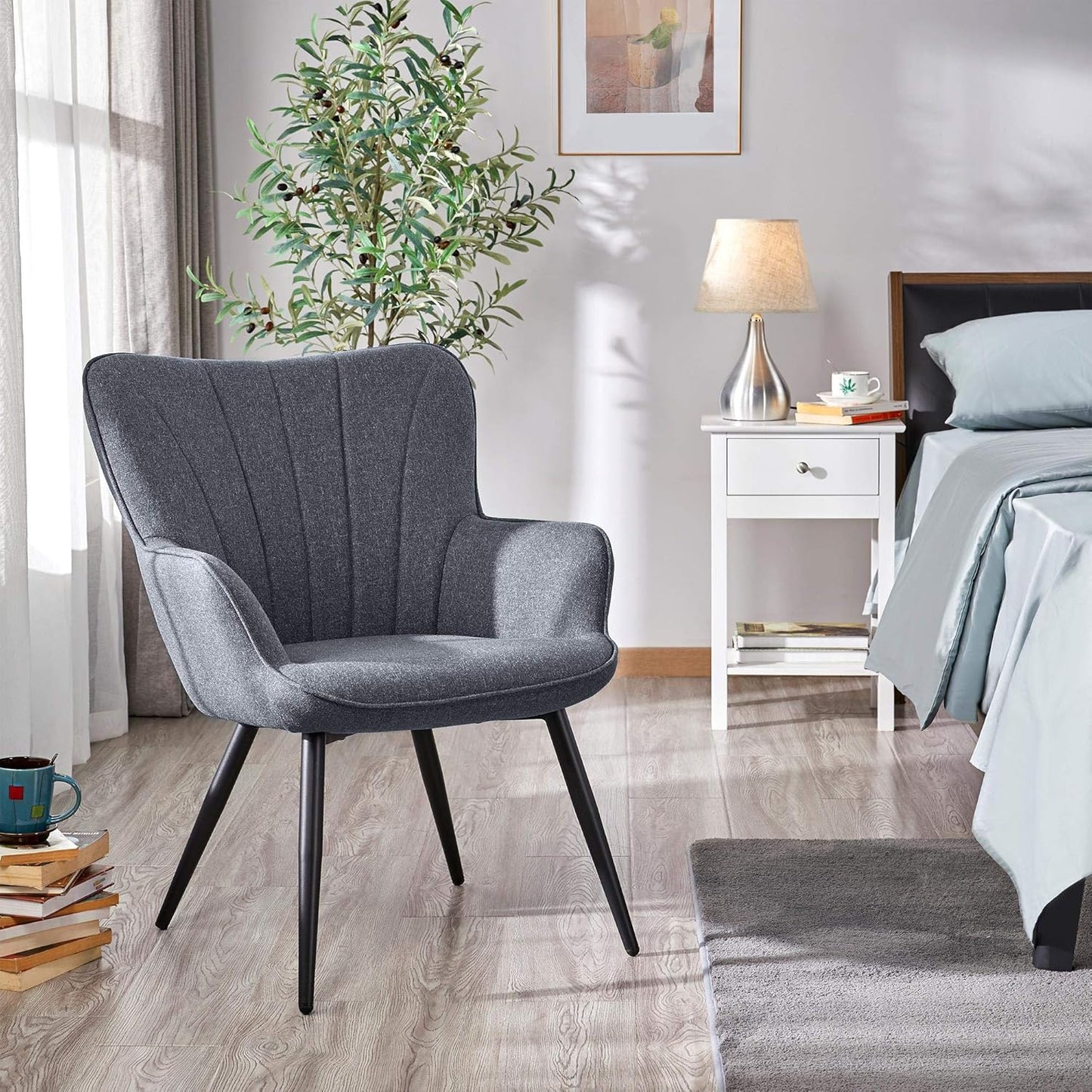 Yaheetech PU Leather Armchair Modern Accent Chair with Metal Legs