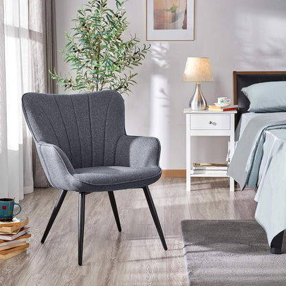 Yaheetech PU Leather Armchair Modern Accent Chair with Metal Legs
