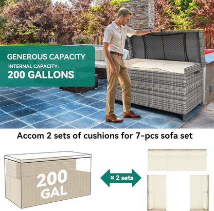 230 Gallon Deck Box XXL Wicker Outdoor Storage Box