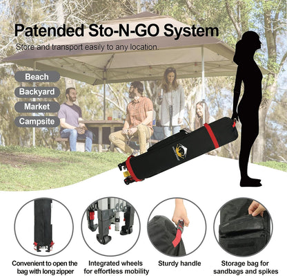 13x13 Pop Up Gazebo Canopy Tent with Wheeled Storage Bag Grey