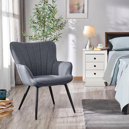Yaheetech PU Leather Armchair Modern Accent Chair with Metal Legs