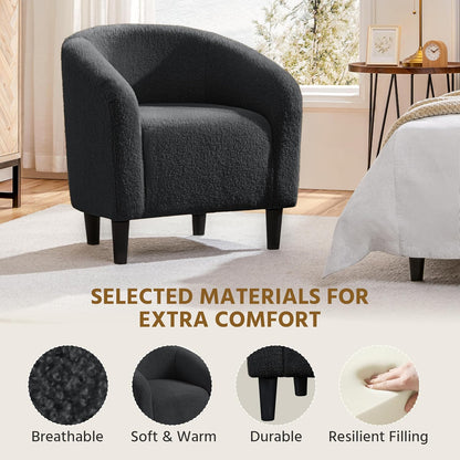 Yaheetech Accent Barrel Chair Boucle Fabric Club Chair