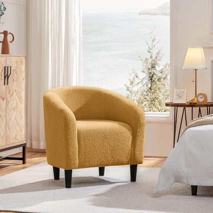 Yaheetech Accent Barrel Chair Boucle Fabric Club Chair