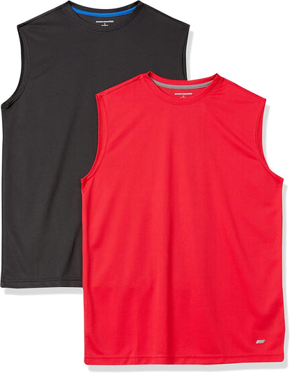 Essentials Men's Active Performance Tech Muscle Tank Pack of 2