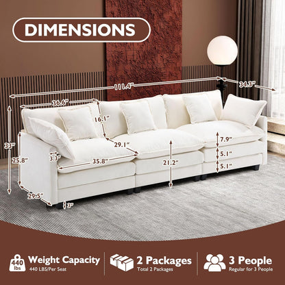 146" U-Shaped Modern Sofa Modular Sectional Cloud Couch