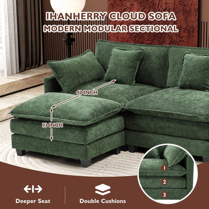 146" U-Shaped Modern Sofa Modular Sectional Cloud Couch