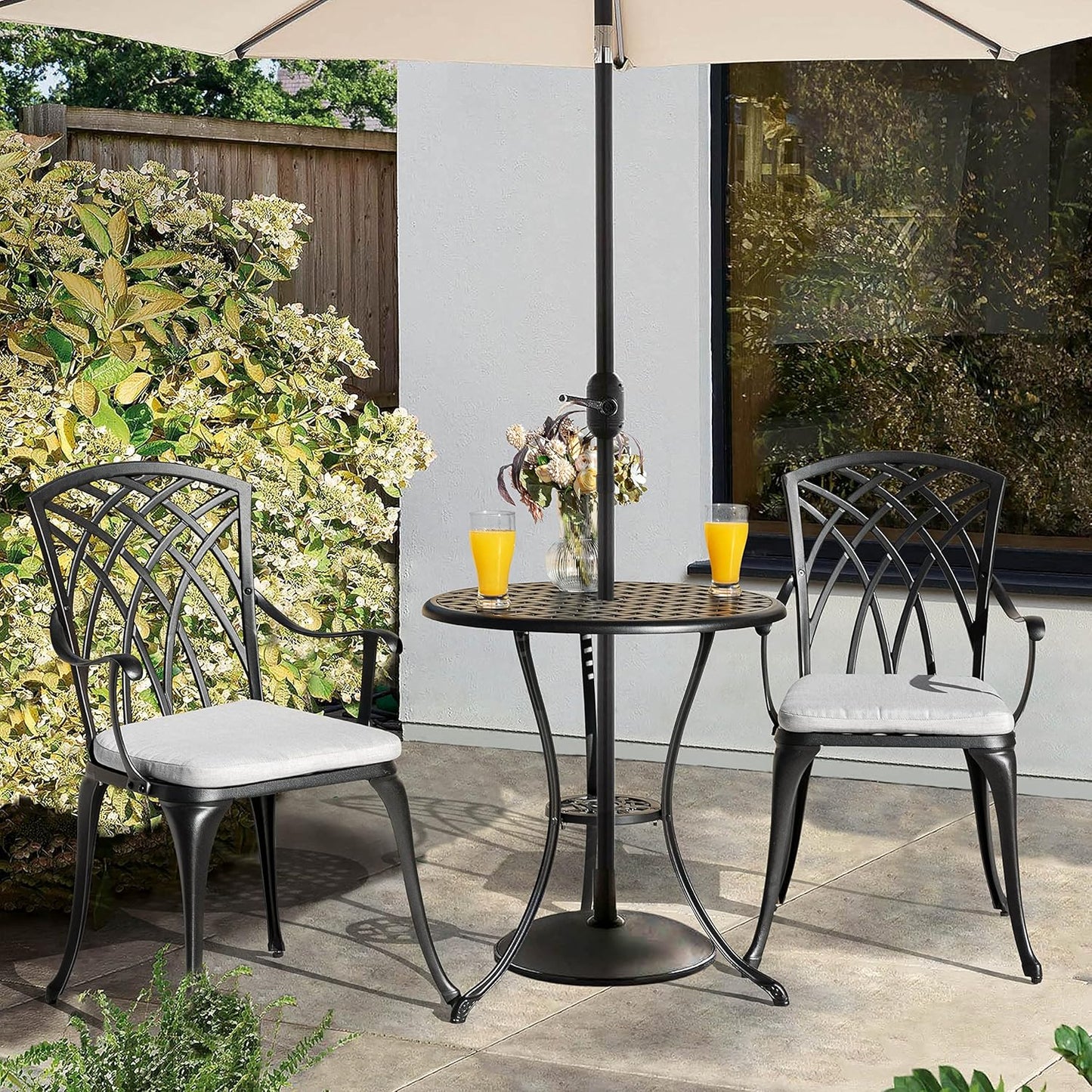 NUU GARDEN Bistro Set 3 Piece Outdoor Cast Aluminum Patio Bistro Set