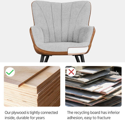 Yaheetech PU Leather Armchair Modern Accent Chair with Metal Legs