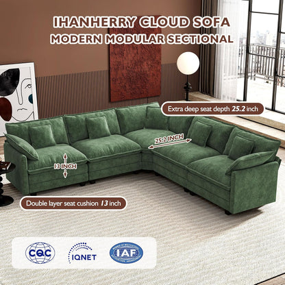 146" U-Shaped Modern Sofa Modular Sectional Cloud Couch