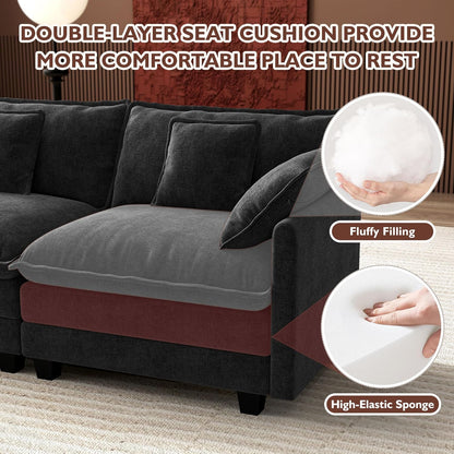 146" U-Shaped Modern Sofa Modular Sectional Cloud Couch