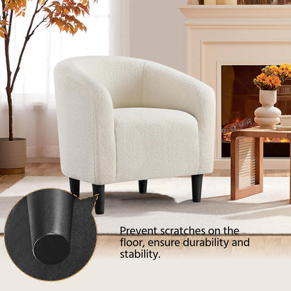 Yaheetech Accent Barrel Chair Boucle Fabric Club Chair