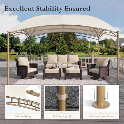 10x13 Outdoor with Screened Double Roof Heavy-Duty Patio Canopy Tent Dark Blue